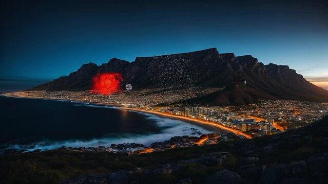 Fireworks in Cape town, background video 4K