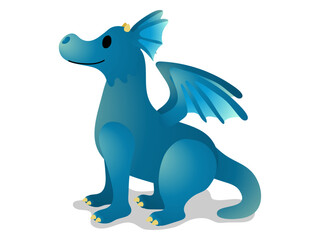 横向きの青いドラゴンのイラスト