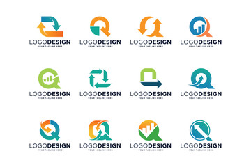 Collection of letter Q logo designs for marketing, investment and business
