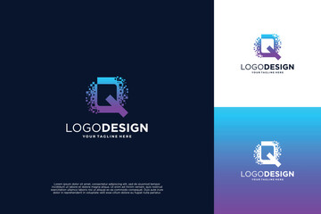 Technology letter Q logo design. Symbol technology, Artificial Intelligence, and computer.