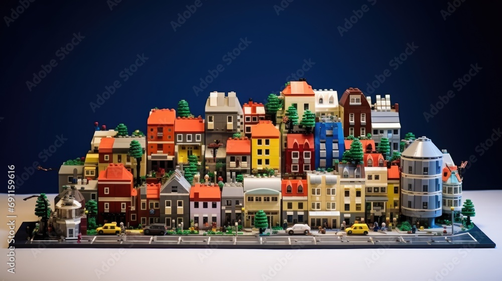 Poster a model depicting a city with numerous buildings. this versatile image can be used to represent urba