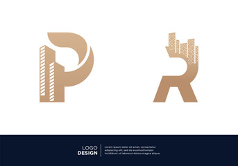 Collection of letter R real estate logo designs.