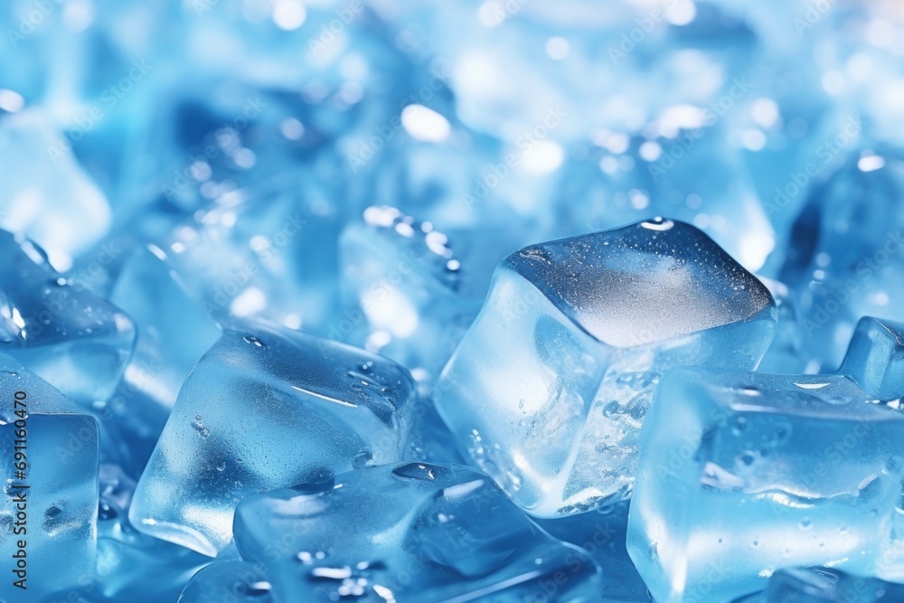 Poster A pile of ice cubes sitting on top of a table. Versatile image for various uses