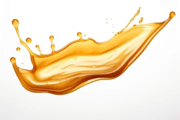 Foto op Canvas A vibrant splash of orange liquid on a clean white surface. Suitable for use in food and beverage advertisements or as a background for creative projects © Fotograf