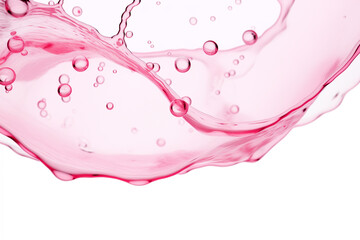 droplets transparent liquid pink, on white background