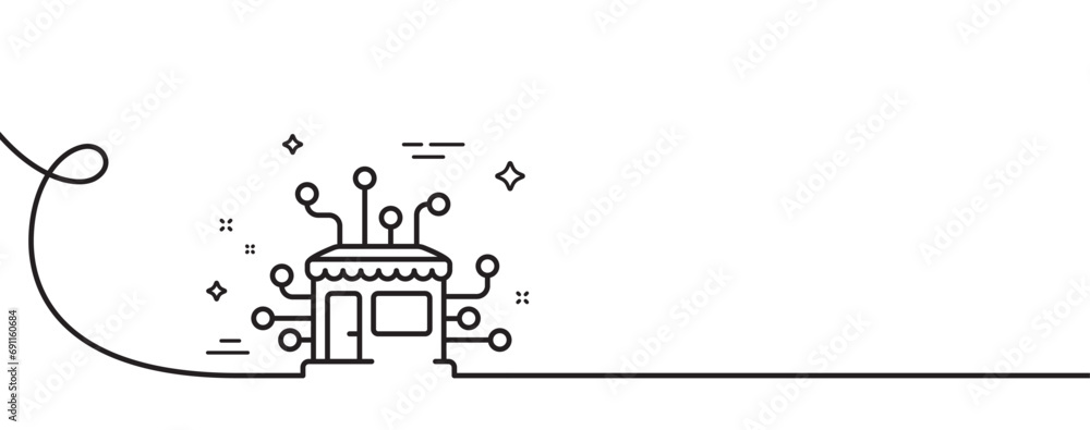 Wall mural distribution network line icon. continuous one line with curl. market store sign. marketplace wareho