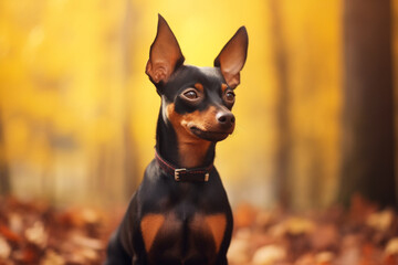 dog breed English Toy Terrier, blurred background