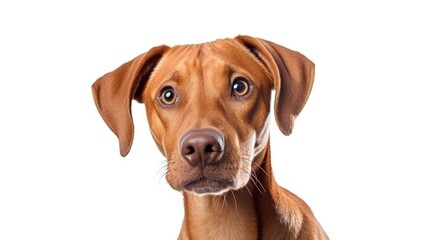 A close-up photograph of a dog looking directly at the camera. This image can be used to capture the expressive and loyal nature of dogs - obrazy, fototapety, plakaty
