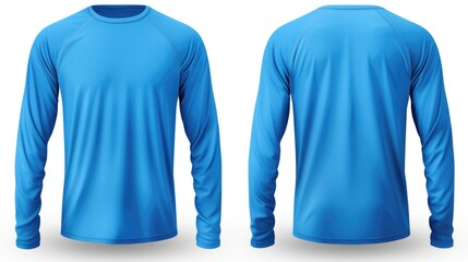 A blue men's long sleeved shirt shown from both the front and back views. Suitable for various occasions