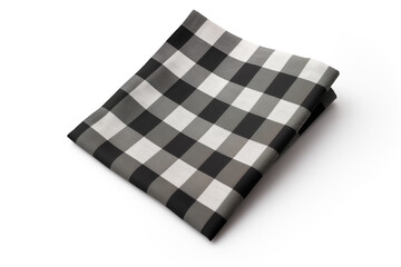 black checkered napkin isolated on white background, mockup perspective