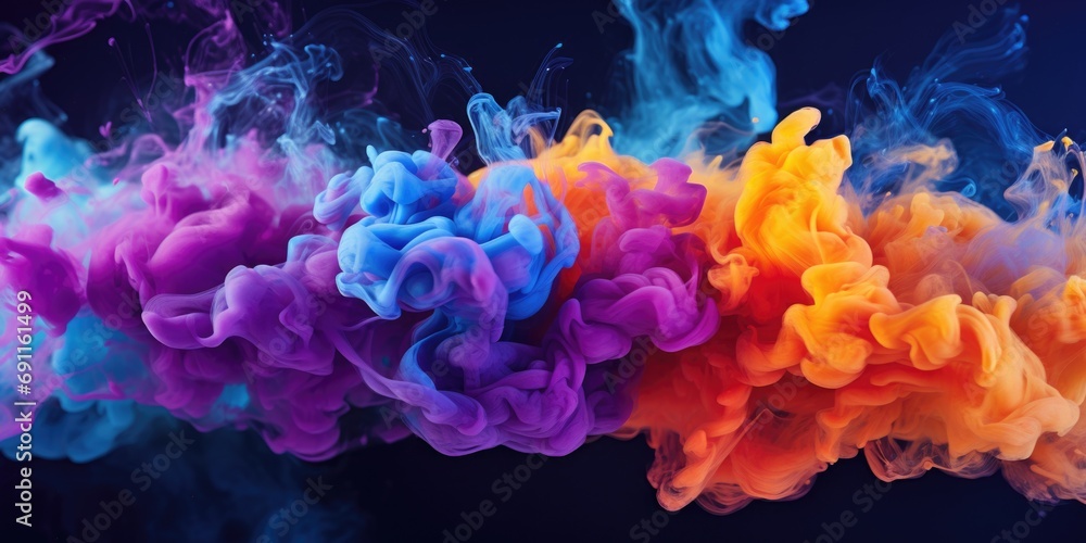 Poster Colored smokes captured in the air. Versatile image suitable for various projects