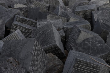 Stone blocks on the shore to avoid floods
