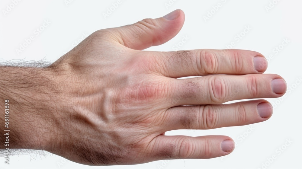 Poster a close-up shot of a person's hand against a white background. this versatile image can be used in v