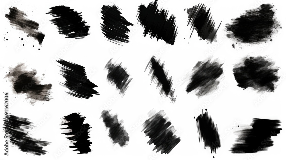 Aufkleber A collection of black paint strokes on a white background. Versatile and suitable for various design projects
