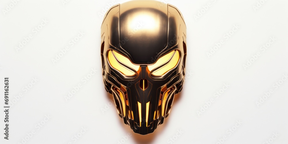Poster A close-up view of a mask placed on a white surface. This image can be used for various purposes