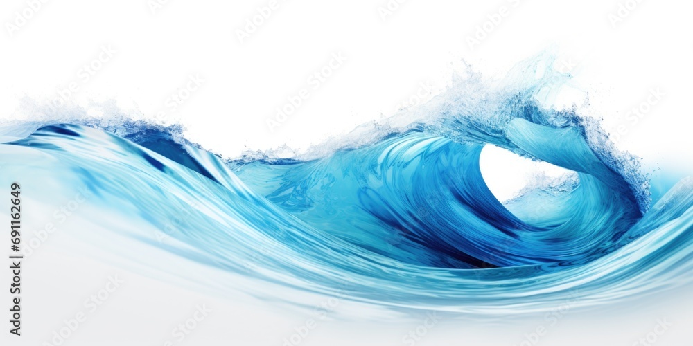 Poster a powerful and majestic blue wave in the middle of the vast ocean. perfect for ocean enthusiasts and