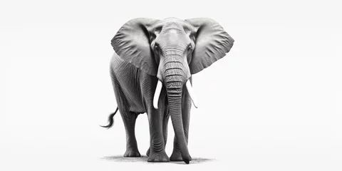 Zelfklevend Fotobehang A black and white photo of an elephant. Suitable for various applications © Fotograf