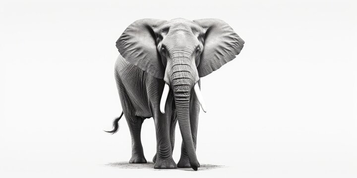 A black and white photo of an elephant. Suitable for various applications