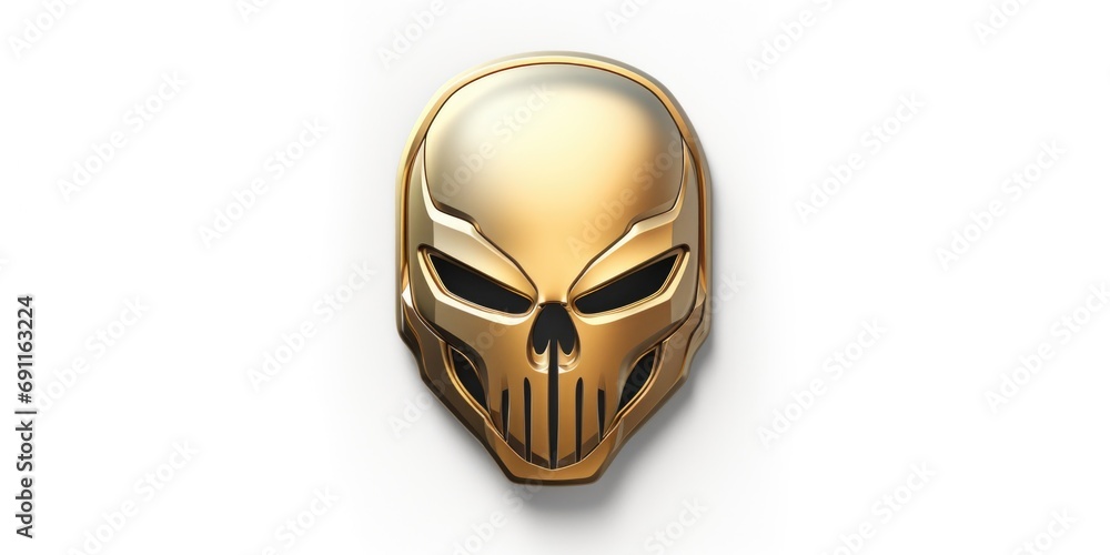 Aufkleber A close-up view of a gold mask on a plain white background. Perfect for adding a touch of elegance and mystery to any design or project