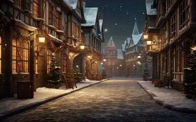 Fototapeta premium a christmas lane street in an old town,