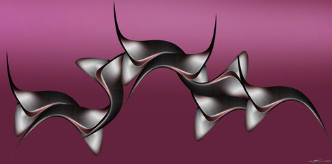 Silver red modern 3d abstract decorative graphic illustration 