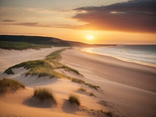 Obraz premium Dune beach panorama at sunset