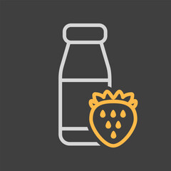 Yoghurt bottle with flavor strawberry vector icon