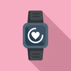Poster Data sport smartwatch icon flat vector. Healthcare equipment. Workout smart © anatolir