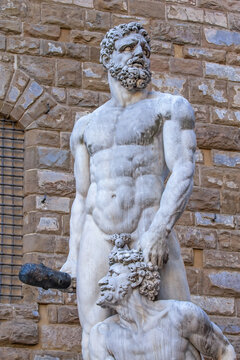 Statue of Hercules and Cacus at Piazza della Signoria, Florence. Tuscany. Italy.  