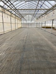 inside of an empty greenhouse
