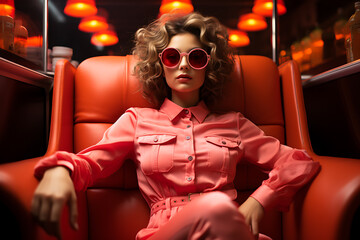 Cyberpunk woman portrait futuristic neon style