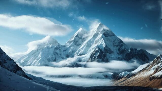 Snow fall in himalaya mountain cinematic video