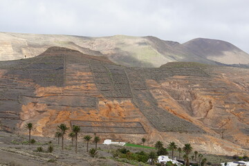 Abandoned farms and fields, Haria area, Lanzarote, photographed in November 2023, volcanic soil