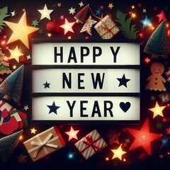 Happy new year lightbox celebration message with social media post created with generative ai  - obrazy, fototapety, plakaty