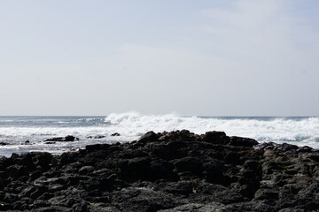 Volcanic rocks, rocky beach, El Cotillo beach, El Cotillo, Fuerteventura, Canary Islands, November 2023, sony a6000