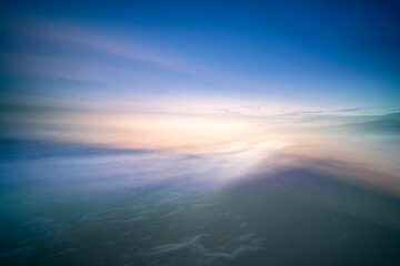 Abstract photo of sunset with moving lines on the beach along the Dutch coast - 691169409