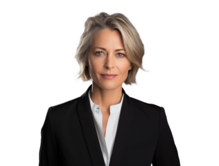 portrait of confident businesswoman in black suit