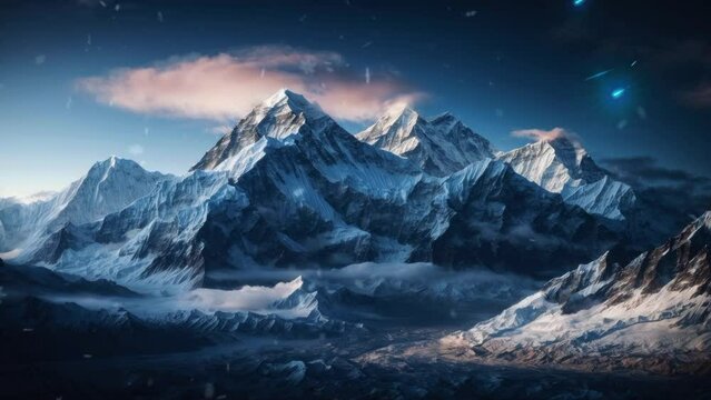 Himalaya mountain in the night winter season