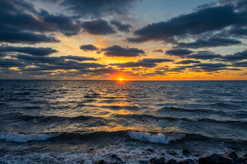 Colorful Sunrise Skies On Barnegat Bay In New Jersey