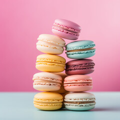Fototapeta premium A photo of an minimalist Macaroons Background created with Generative Ai