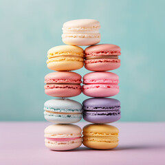 A photo of an minimalist Macaroons Background created with Generative Ai