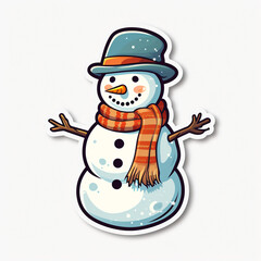 snowman sticker on white bakcground created with Generative Ai