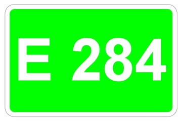 Fototapeta premium Illustration eines Europastraßenschildes der E 284 in Europa 