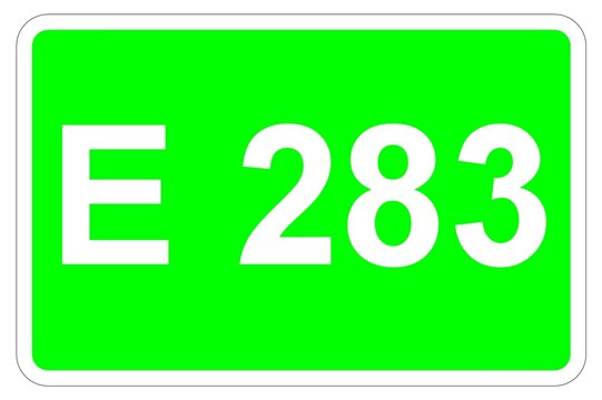 Illustration eines Europastra&szlig;enschildes der E 283 in Europa	