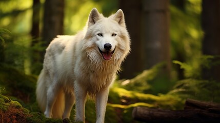 Obraz premium The forest is home to a beautiful white wolf