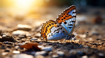 Obraz premium A close-up shot of a stunning butterfly on the ground