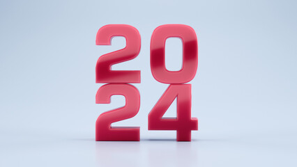 New year 2024 text - 3D render on clean background 
