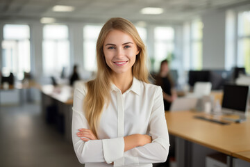 Smiling business woman in the office