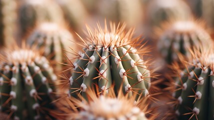 Naklejka na ściany i meble An image of a cactus with dry needles taken up close.