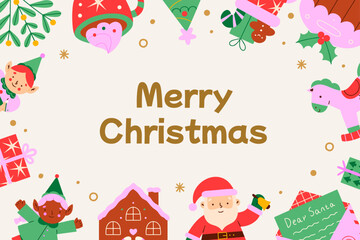 Hand drawn flat vector christmas background